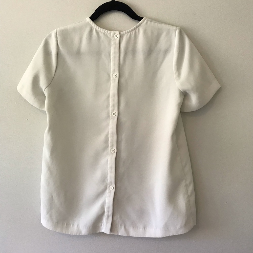Madewell Off White Back Button Short Sleeve Top